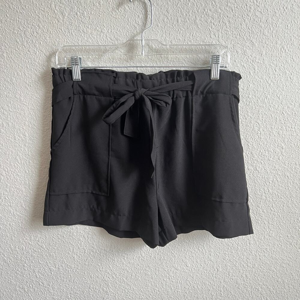 Ci Sono Black Belted Pull On High Rise Shorts Women's Large Stretch Minimalist